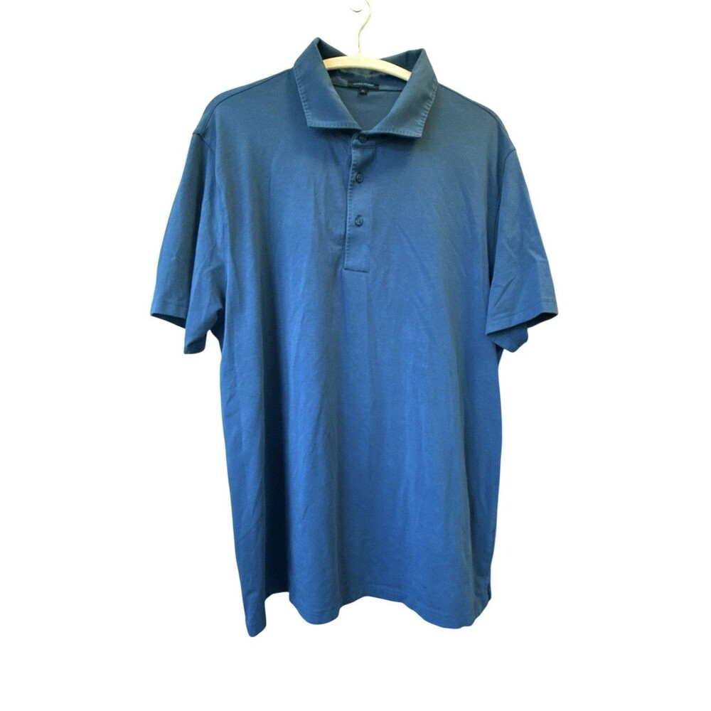 Patrick Assaraf Shirt Mens Extra Large Navy Blue Polo Pima Cotton Stretch Soft